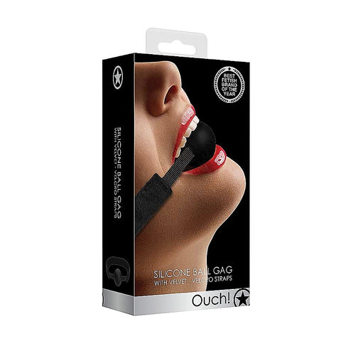 Velvet and Velcro Adjustable Silicone Ball Gag by Shots Toys