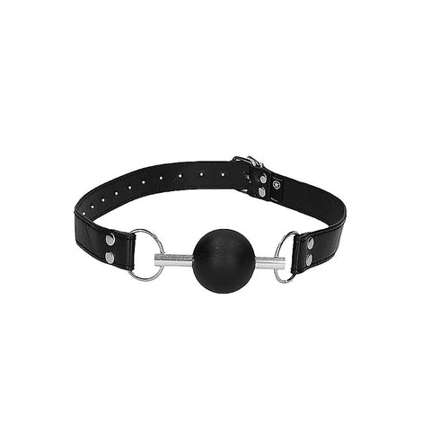 Solid Ball Gag With Bonded Leather Straps by Shots Toys