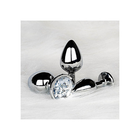 Round Gem Metal Surface Butt Plug Large by Shots Toys
