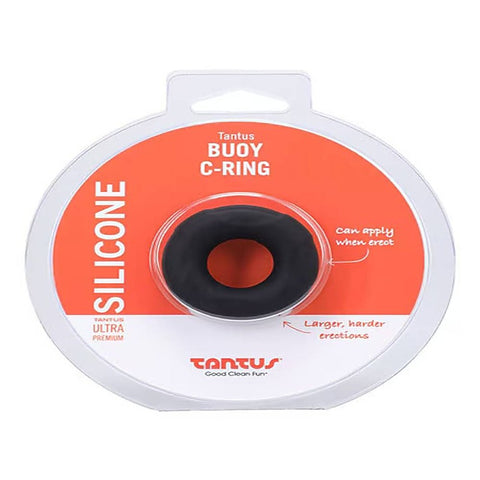 Buoy Stretchy Silicone Cock Ring Onyx by Tantus