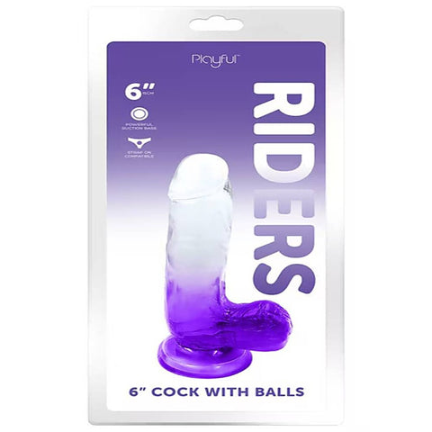 Playful Riders 6 inch Realistic Cock with Balls by Evolved