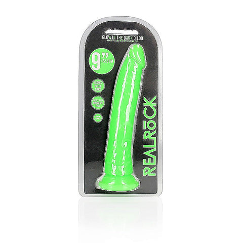 9 Inch Slim Glow in the Dark Neon Dildo by Shots Toys
