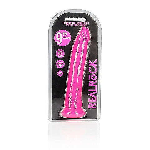 9 Inch Slim Glow in the Dark Neon Dildo by Shots Toys