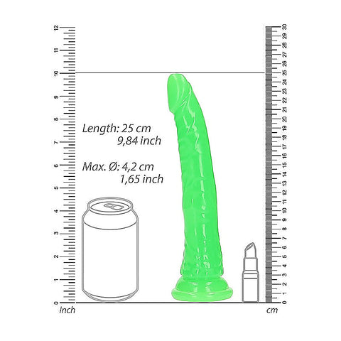 9 Inch Slim Glow in the Dark Neon Dildo by Shots Toys