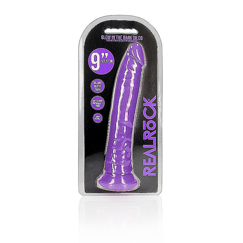 9 Inch Slim Glow in the Dark Neon Dildo by Shots Toys