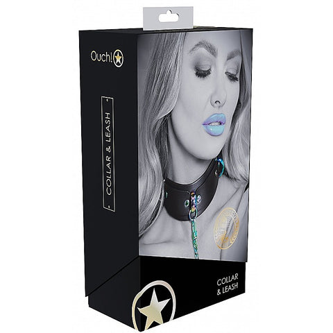 Ouch! Venice Collection BDSM Collar with Leash by Shots Toys