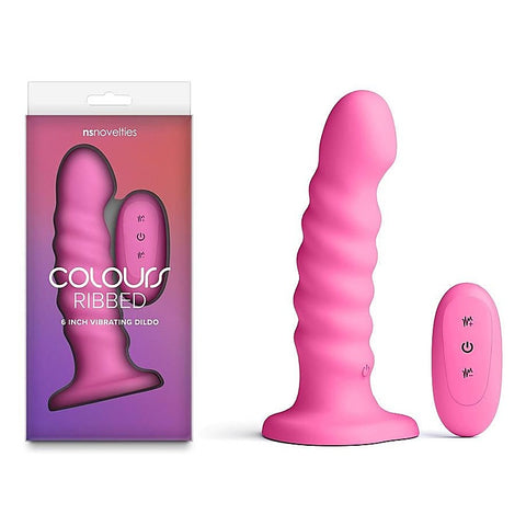 Colours Ribbed 6 Inch Vibrating Silicone Dildo