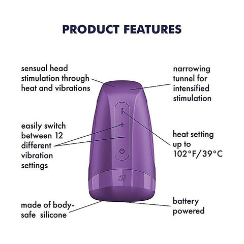 Men Heat Vibration Battery Series Male Stroker by Satisfyer