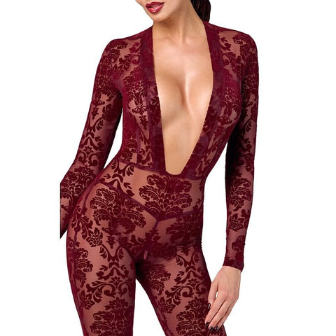 Kink Royal V Neck Catsuit Bodysuit by Noir Handmade