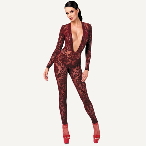 Kink Royal V Neck Catsuit Bodysuit by Noir Handmade