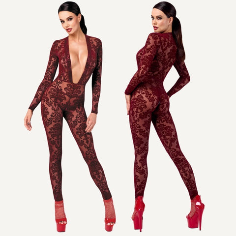 Kink Royal V Neck Catsuit Bodysuit by Noir Handmade