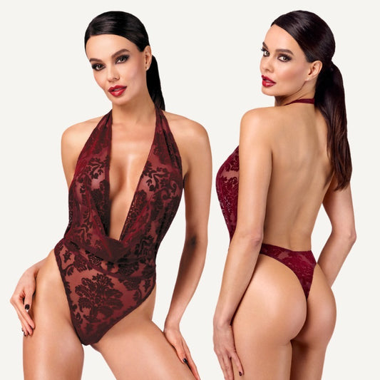 Kink Royal Draped Plunge Bodysuit by Noir Handmade