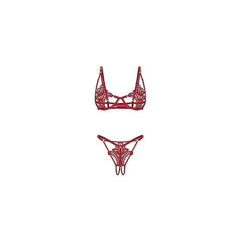 Luise Sublim 2 Pc Bra & Panty Crotchless Set by Obsessive