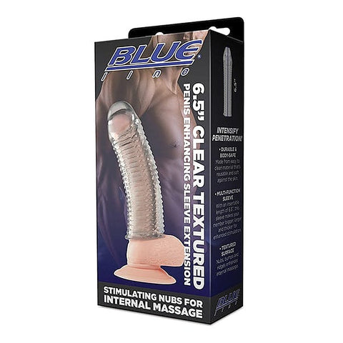 Blue Line 6.5 Inch Clear Textured Penis Enhancing Sleeve