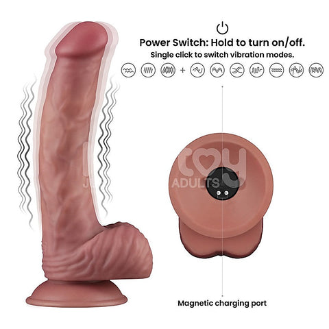 Dual Density 9 Inch Vibrating Realistic Power Cock
