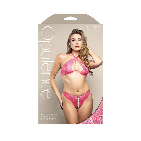 OPULENCE Halter Bra & Crotchless Panty by Fantasy Lingerie