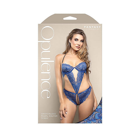 OPULENCE Crotchless Pearl Halter Teddy by Fantasy Lingerie
