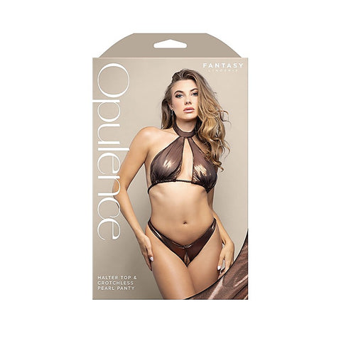 OPULENCE Halter Top & Crotchless Pearl Panty