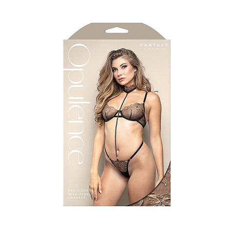 OPULENCE Bra & Panty with Pearl Harness by Fantasy Lingerie