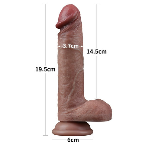 Realistic Dual Layered Silicone Dildo with Balls Suction