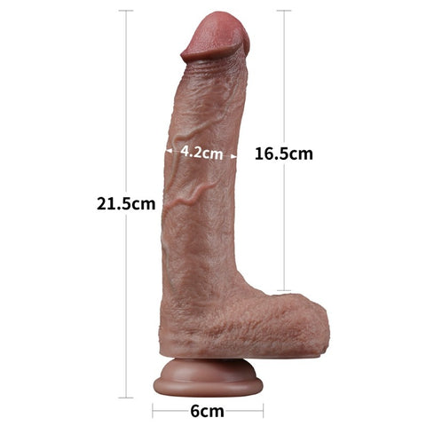 Realistic Dual Layered Silicone Dildo with Balls Suction
