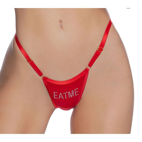 Crotchless Eat Me Bling Thong Panties by Playboy Lingerie