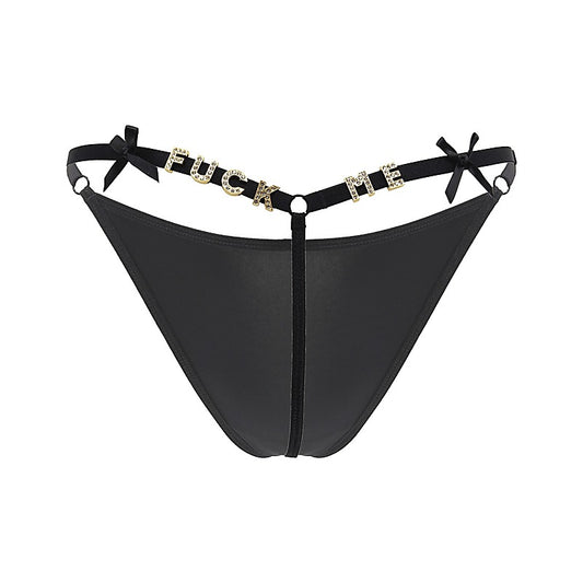 Fuck Me Printed G String Panty by Love In Leather
