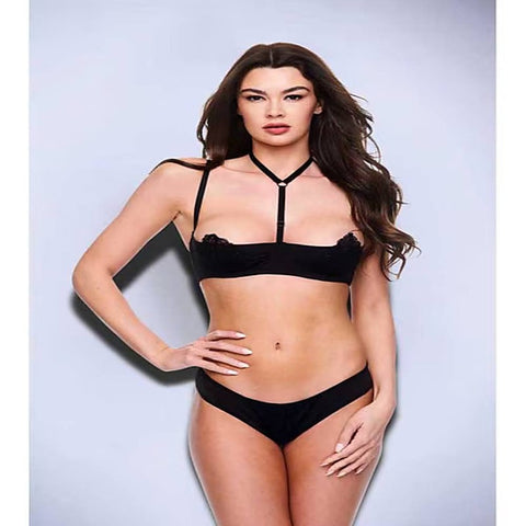 2 Piece Sexy Quarter Cup Bra & G-String Set by Baci Lingerie