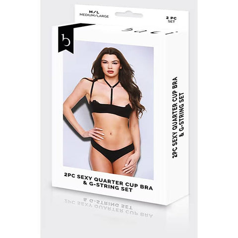 2 Piece Sexy Quarter Cup Bra & G-String Set by Baci Lingerie