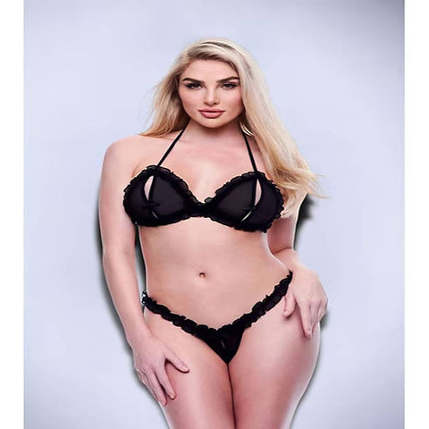 2 Piece Peek-A-Boo Bra & Crotchless G-String Set