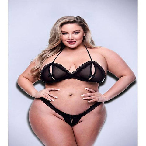 2 Piece Peek-A-Boo Bra & Crotchless G-String Set
