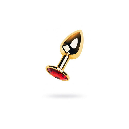 Gold Metal Anal Plug With Red Ruby Gem Small by ToyFa