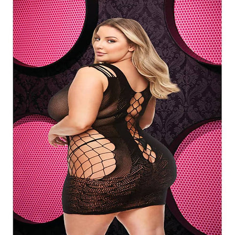 Lapdance Lingerie Lace And Fishnet Halter Dress