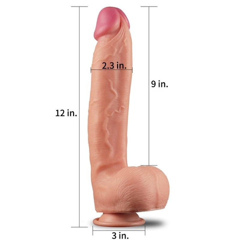 12 Inch Dual Layer Platinum Silicone Dildo by Lovetoy