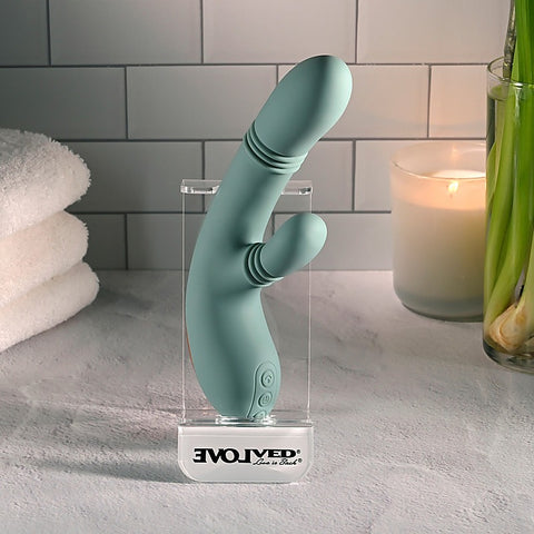 Rub Me Tender Thrusting Rabbit Vibrator by Evolved