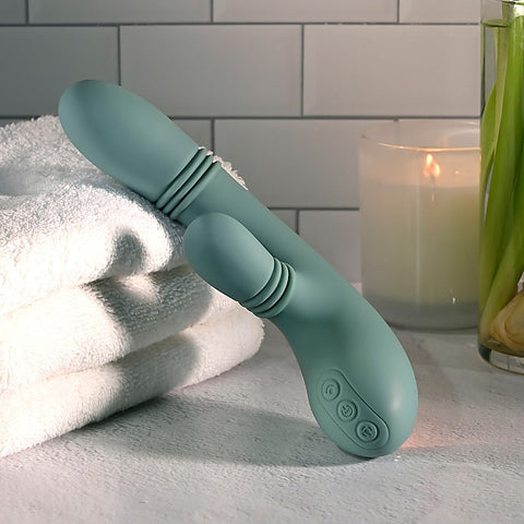 Rub Me Tender Thrusting Rabbit Vibrator by Evolved