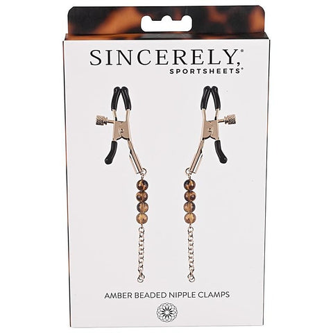 Amber Beaded Nipple Clamps by Sportsheets