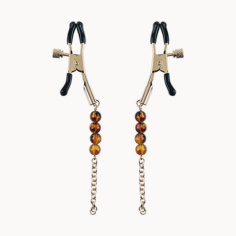 Amber Beaded Nipple Clamps by Sportsheets