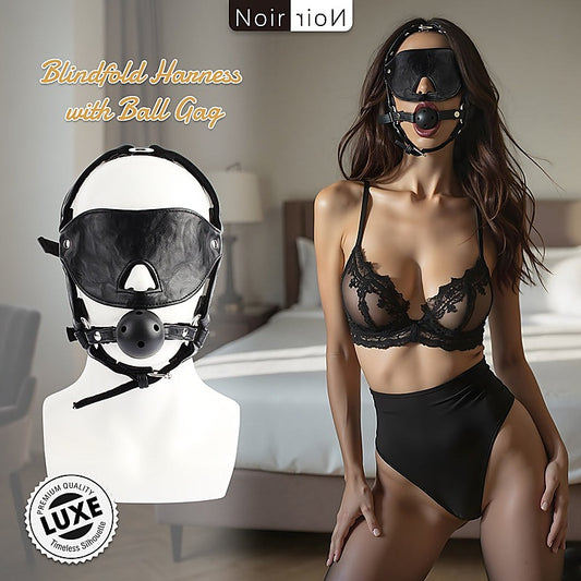 Blindfold Head Harness with Ball Gag by Chisa