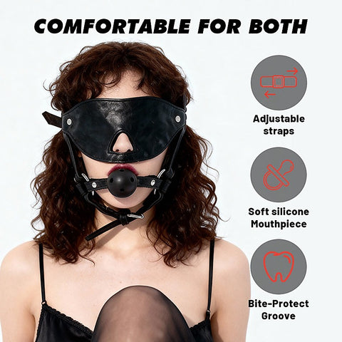 Blindfold Head Harness with Ball Gag by Chisa