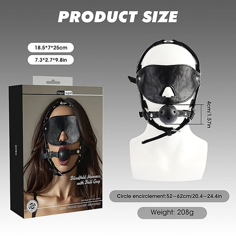 Blindfold Head Harness with Ball Gag by Chisa