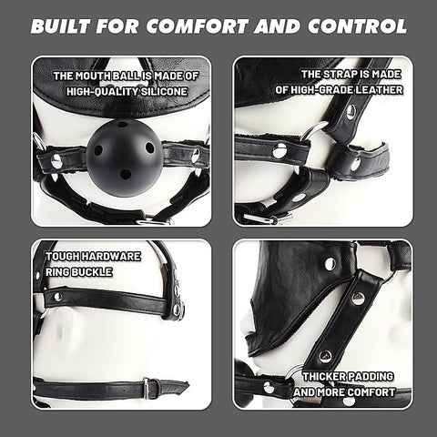 Blindfold Head Harness with Ball Gag by Chisa