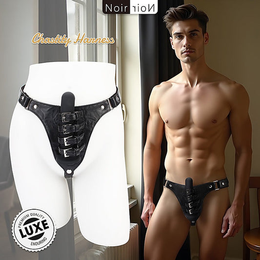 Adjustable Faux Leather Chastity Harness by Chisa