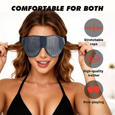 Go Black Navy Snakeskin Faux Leather Blindfold by Chisa