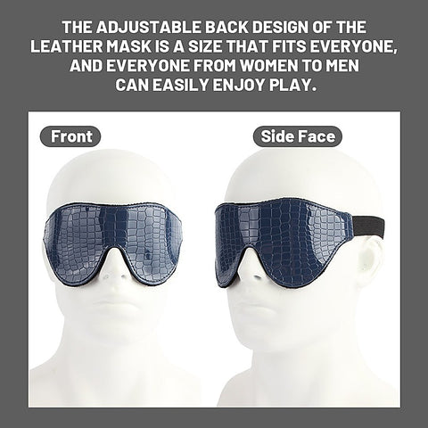 Go Black Navy Snakeskin Faux Leather Blindfold by Chisa