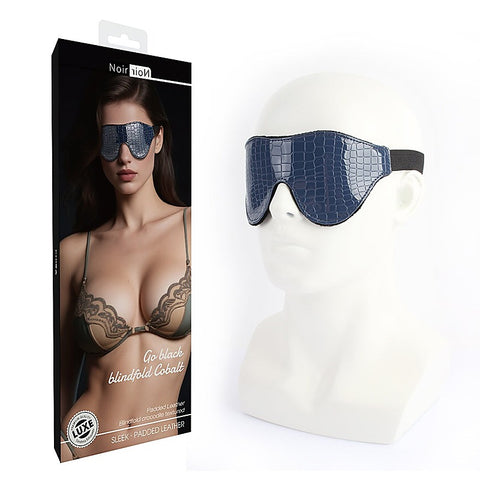 Go Black Navy Snakeskin Faux Leather Blindfold by Chisa