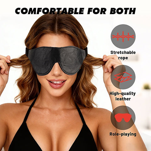 Go Black Faux Leather Blindfold by Chisa