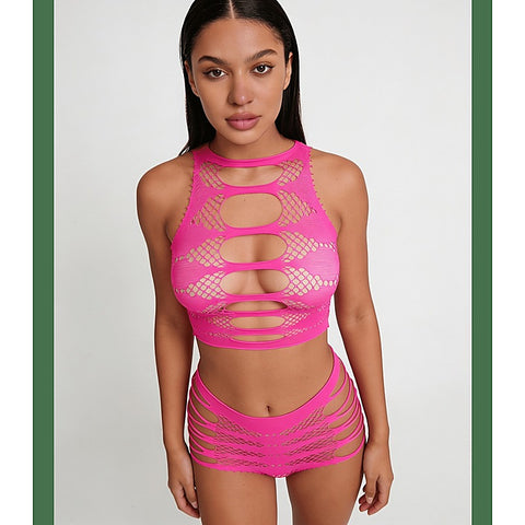 Strappy Two Piece Lingerie Set by Love In Leather