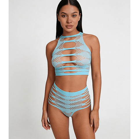 Strappy Two Piece Lingerie Set by Love In Leather