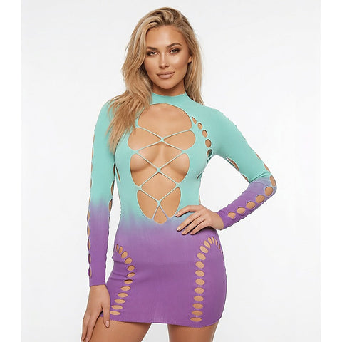 Sweet Tooth Grape Bubblegum Ombré Dress by Love In Leather